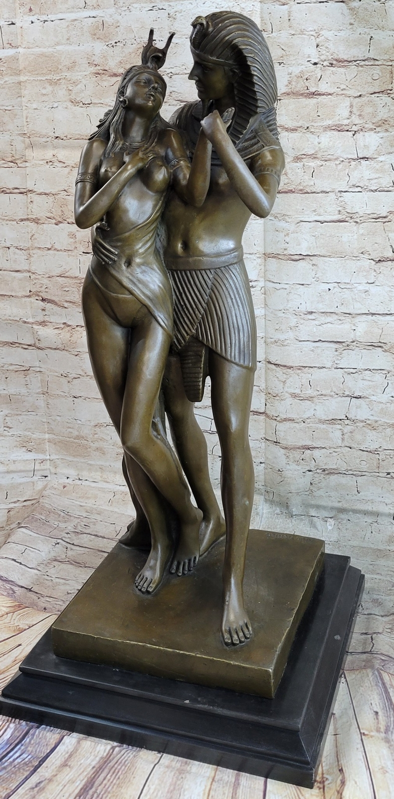 Original Ancient Egyptian King  Queen Bronze Sculpture Hand Made Figurine Deal