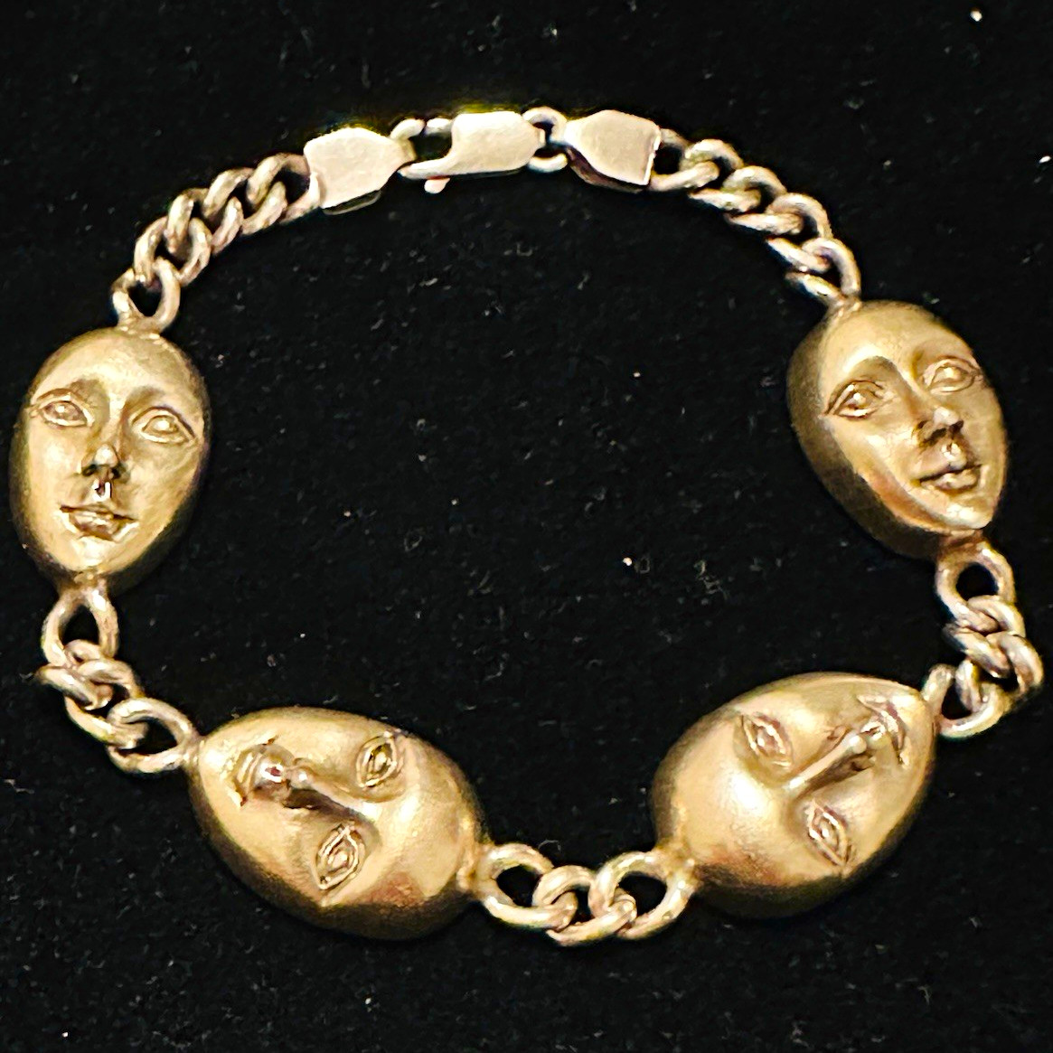 RARE Sergio Bustamante 925 Silver Face Mask Bracelet & Ring Set ( 57g )