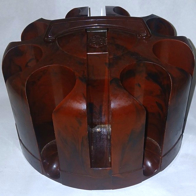 Vintage Bakelite Poker Chip Caddy Mahogany