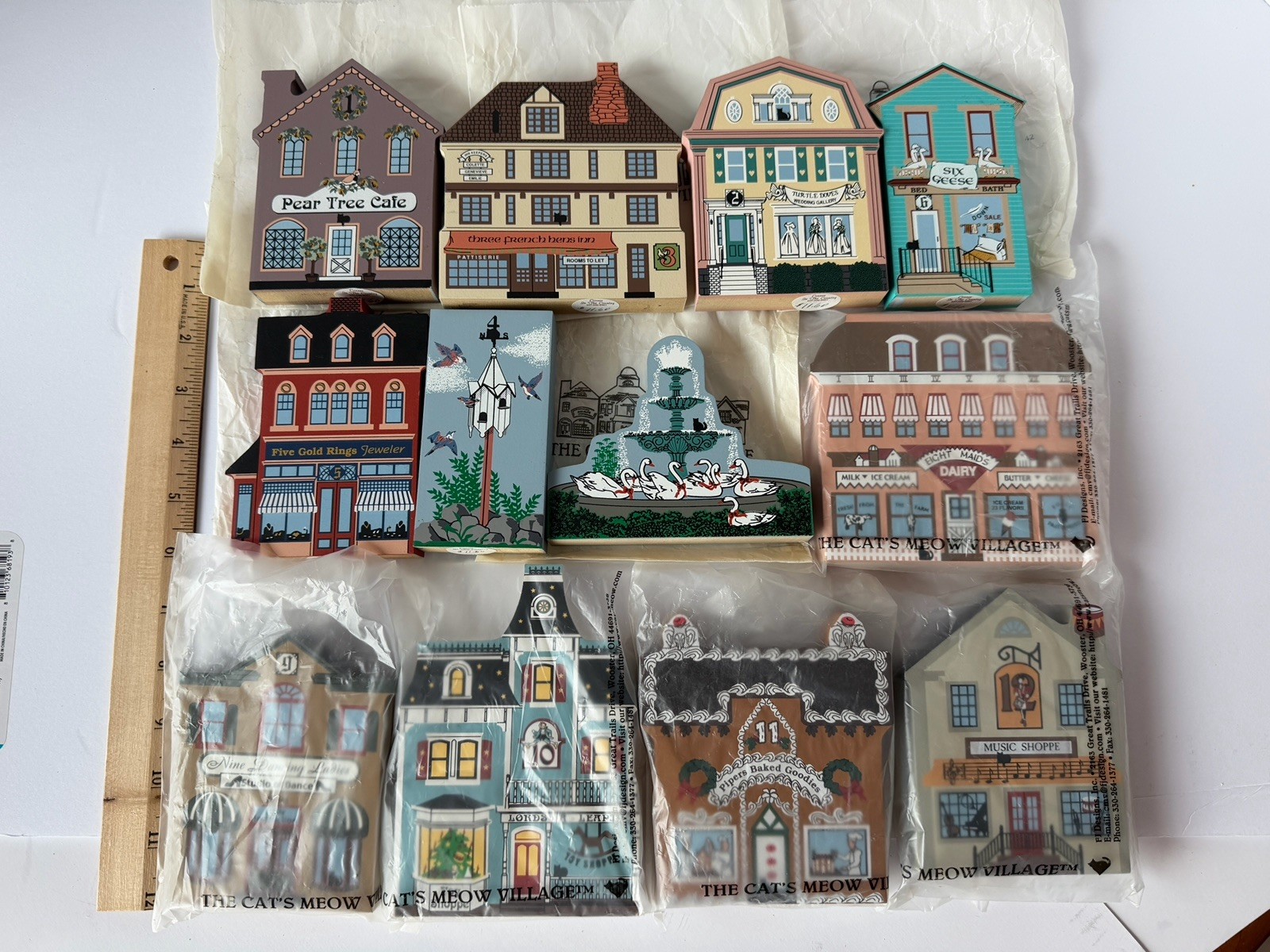 The Cats Meow Village Twelve Days Of Christmas Complete Set Vintage 2000 Faline