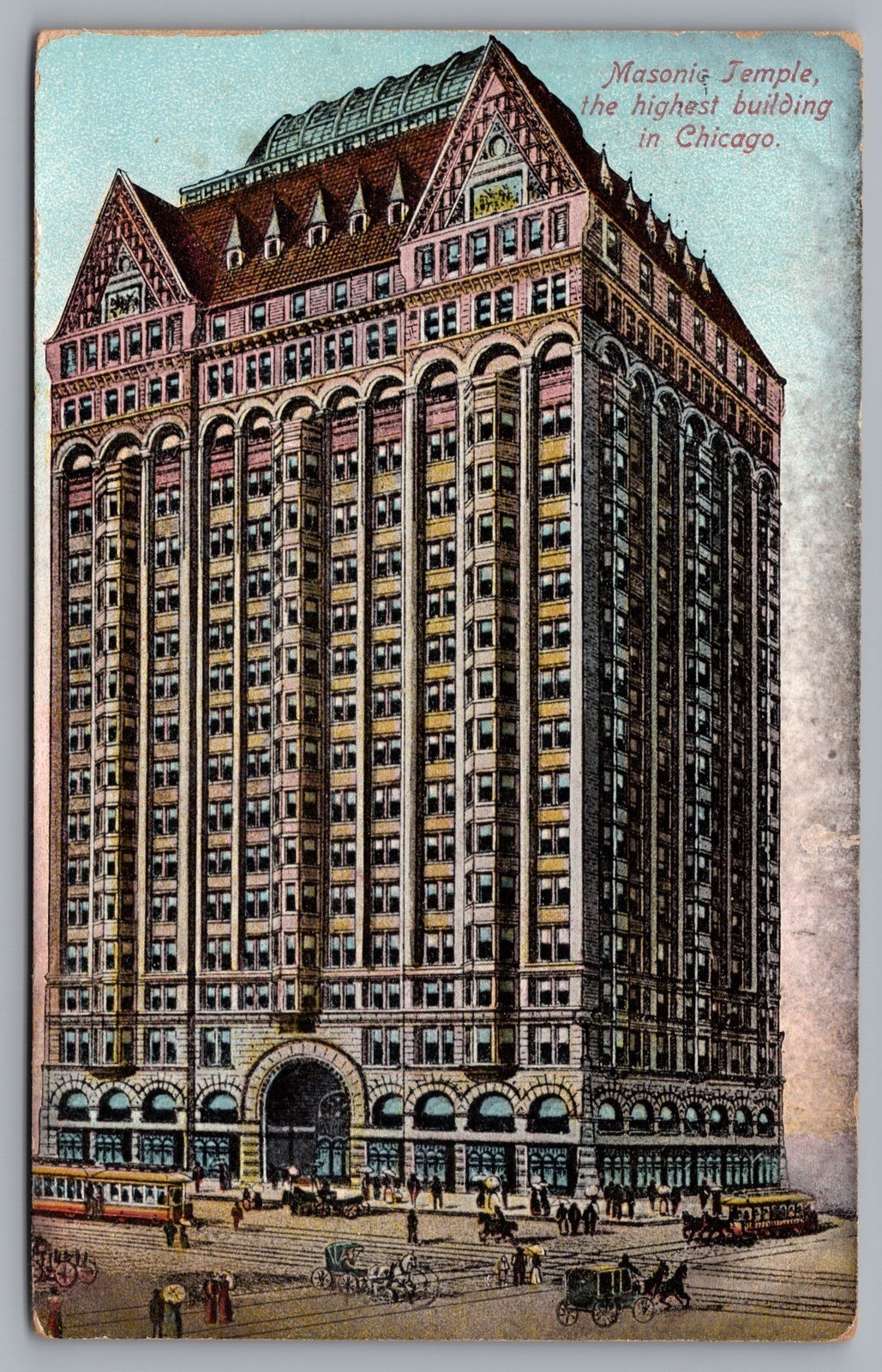 Masonic Temple The Highest Building In Chicago IL 1910 Postcard TS-261