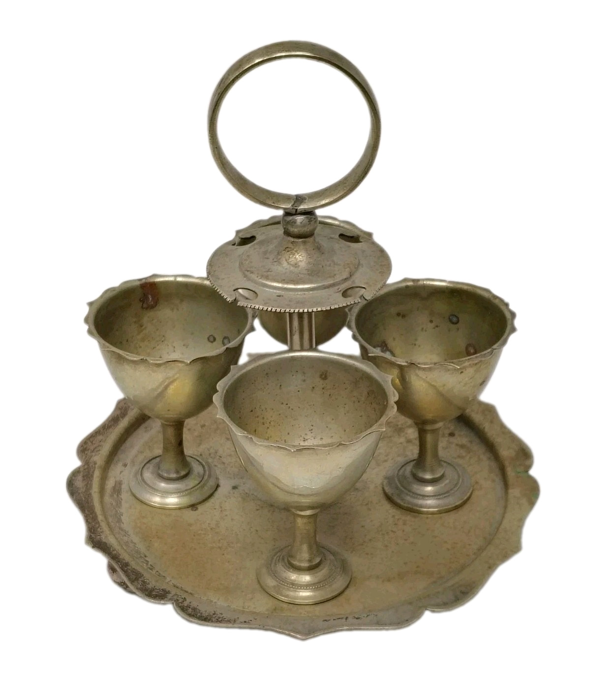Antique VTG EPNS Silver Plated Egg Cruet Set Egg Cup Serving Stand Tray Caddy