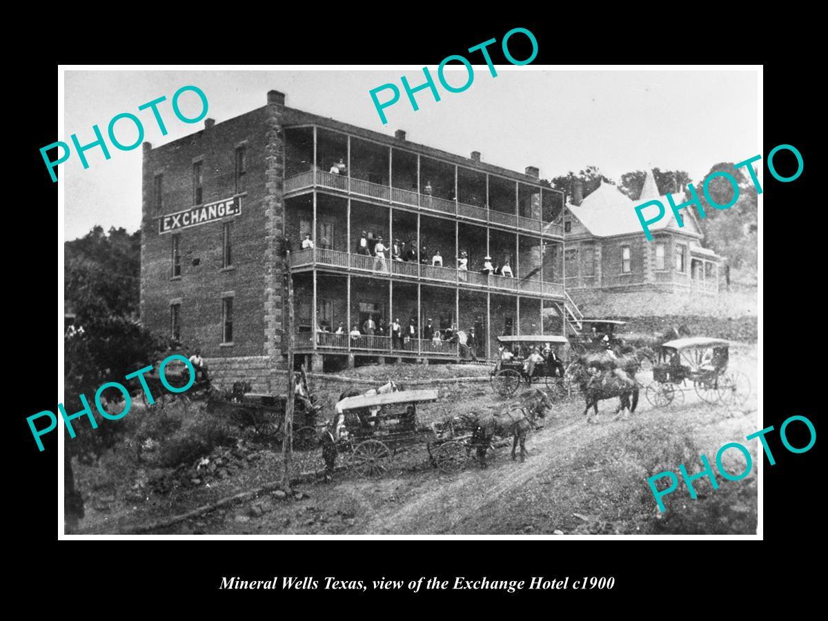 OLD LARGE HISTORIC PHOTO OF MINERAL WELLS TEXAS VIEW OF THE EXCHANGE HOTEL 1900