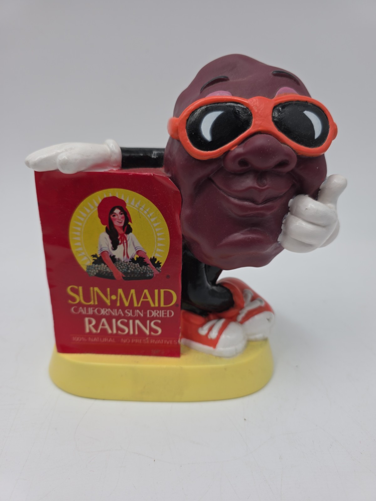#1 Vintage 1987 Sun-Maid California Raisin Coin Bank Vinyl/Plastic Collectible