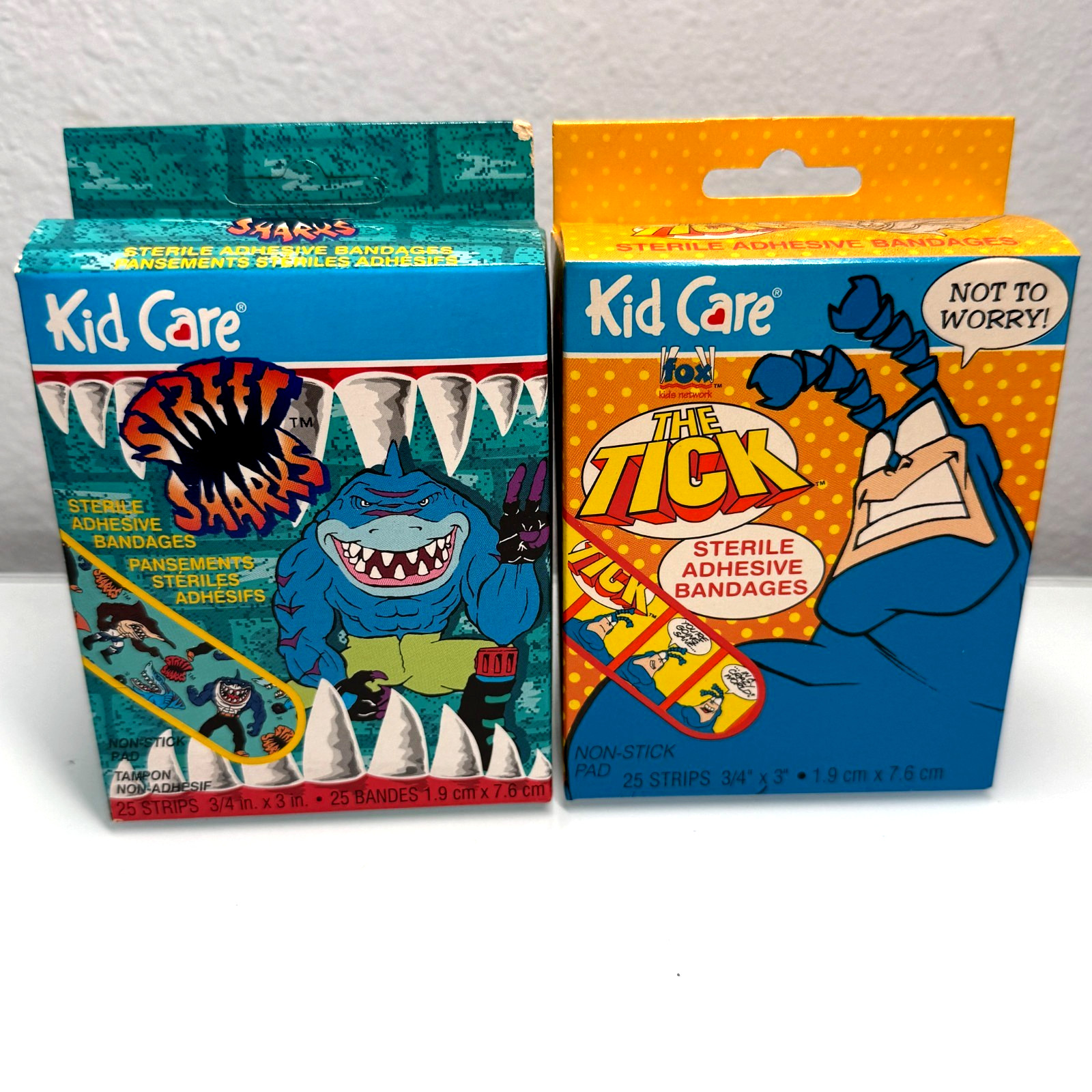 Vintage 1995 Kid Care The Tick Street Sharks Sterile Bandages Lot of 2 25ct Rare