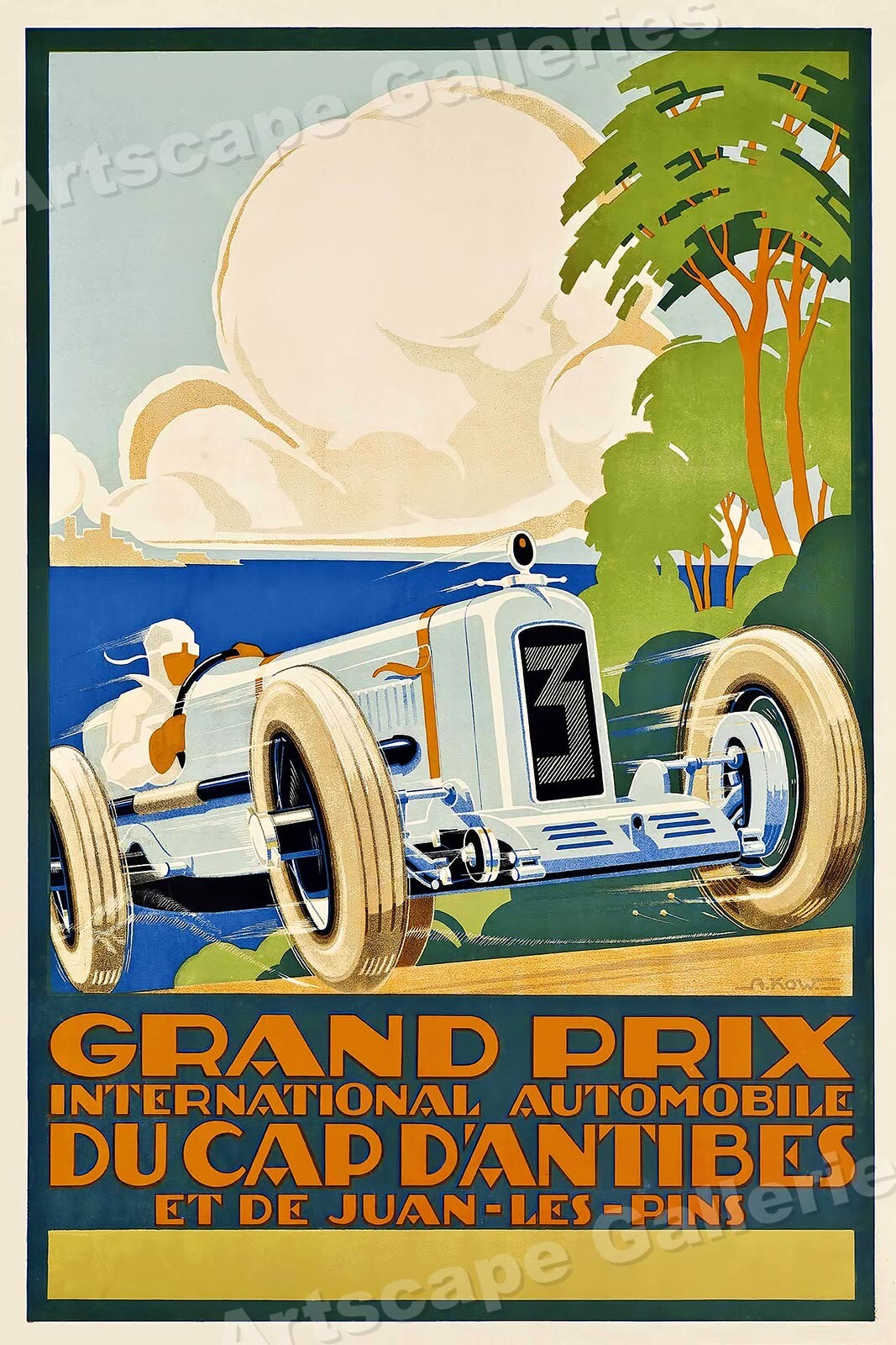 1920 - Grand Prix International Automobile Vintage Style Racing Poster - 16x24