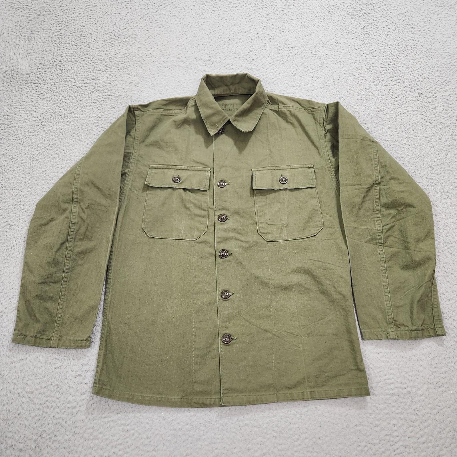 Vintage WWII US Army Jacket Herringbone Twill OD-7 Small Green Utility Rare 1947