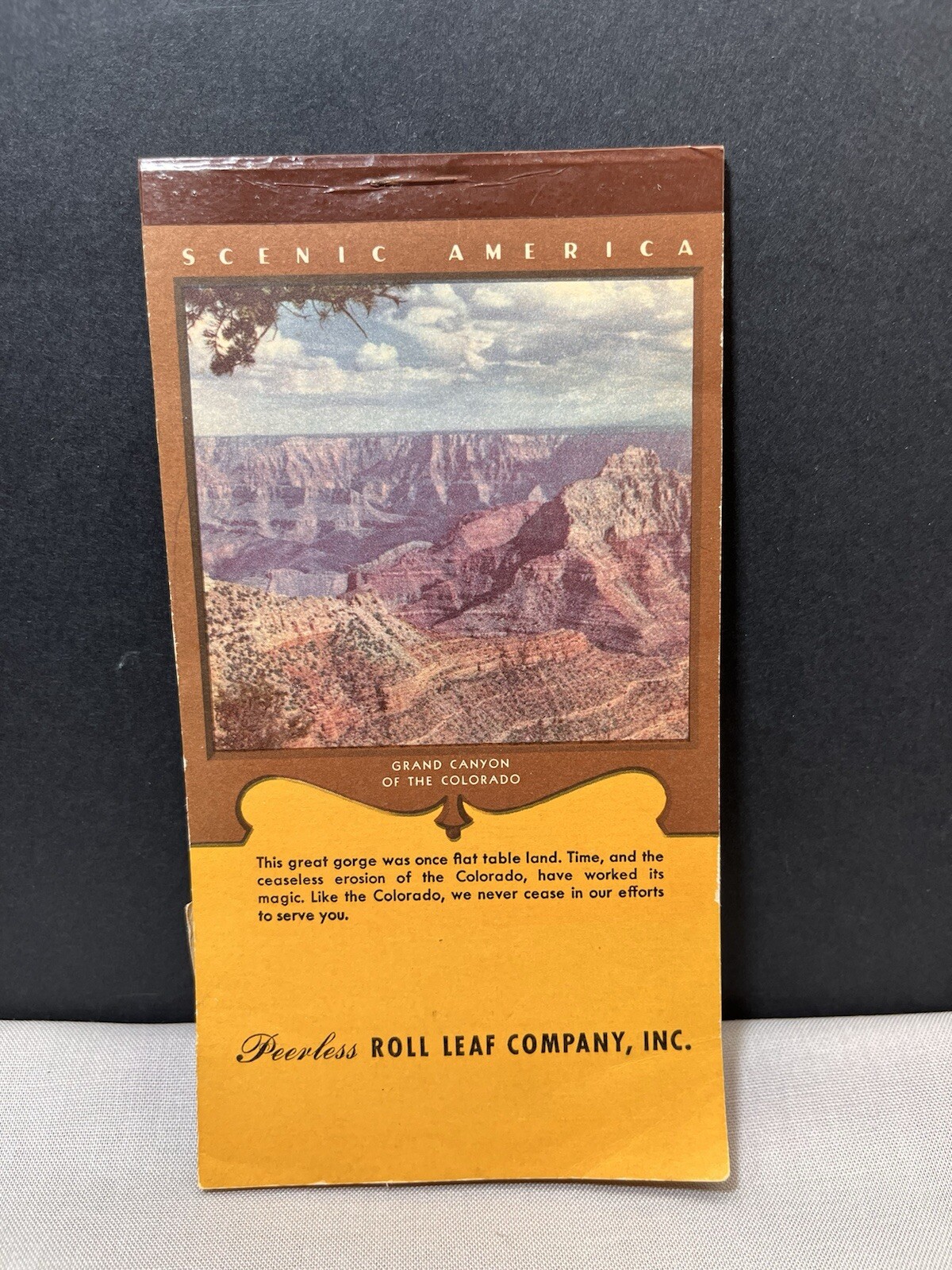 1951 Peerless Roll Leaf Company Scenic America Note Pad Vintage Advertising