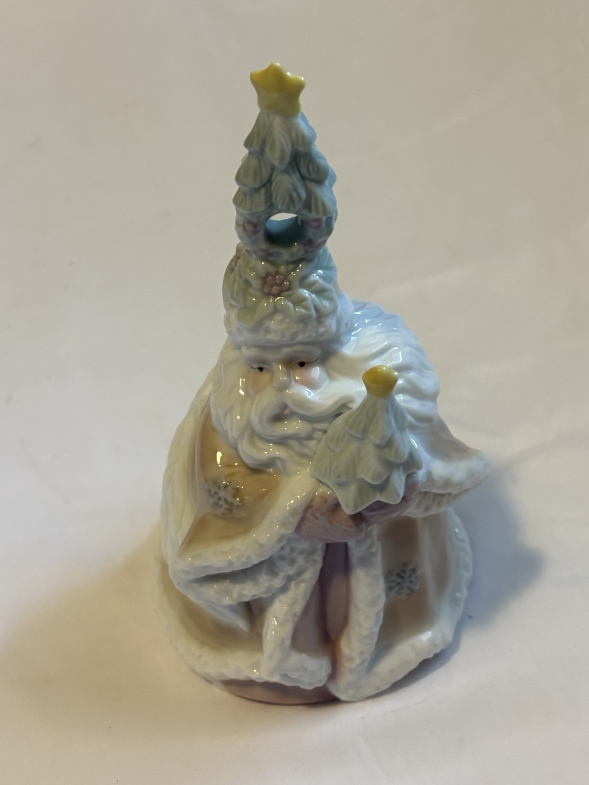 Holiday Time Porcelain Santa Dinner Bell 7”