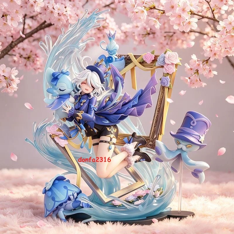 Anime Furina God Of Water Beautiful Girl Figure Model Ornament Decora No Base