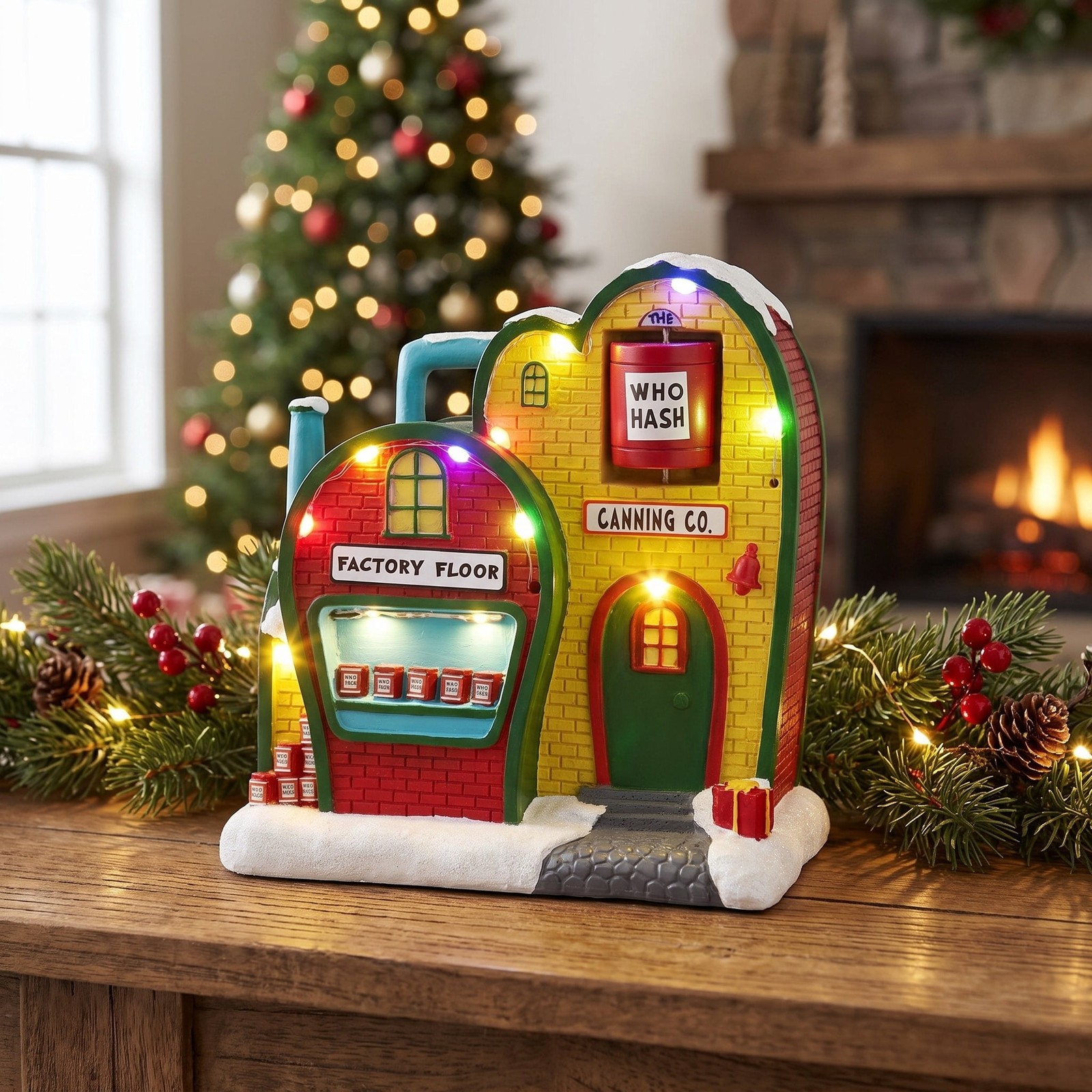 2026 Dr.Seuss GRINCH Who Hash Factory Light Sound Christmas Village Building NEW