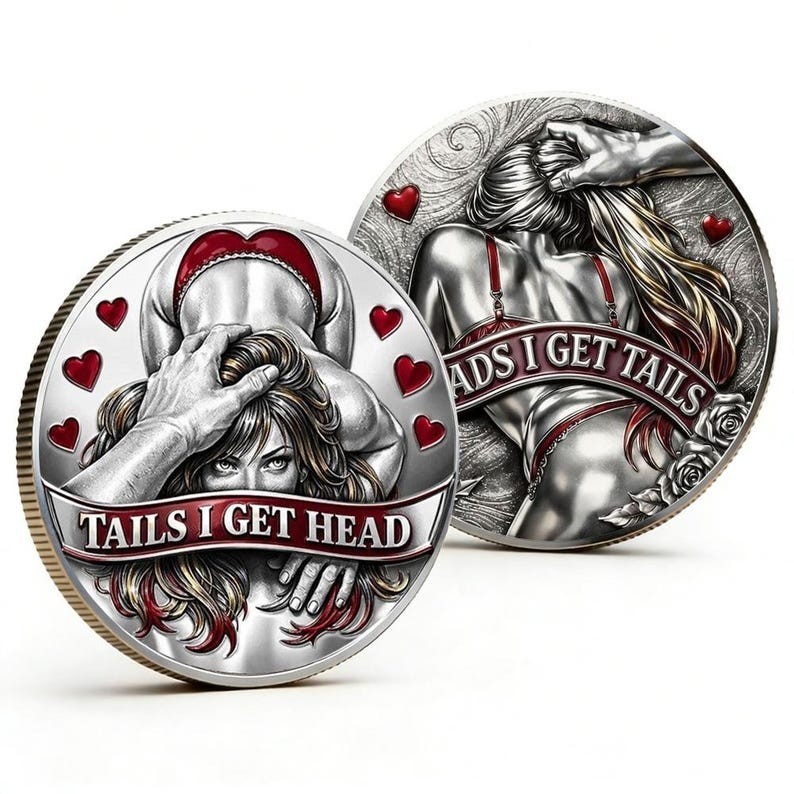 Funny Heads or Tails Challenge Coin, Novelty Collectible Gift Token