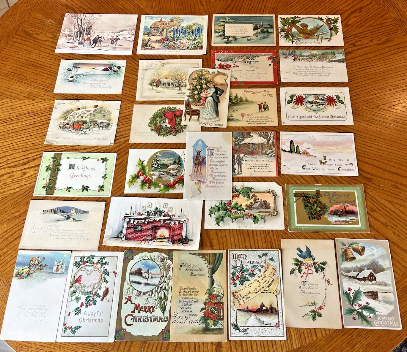 Antique Vintage Postcards Christmas Winter Early 1900s Farm Country Maine 29 pcs