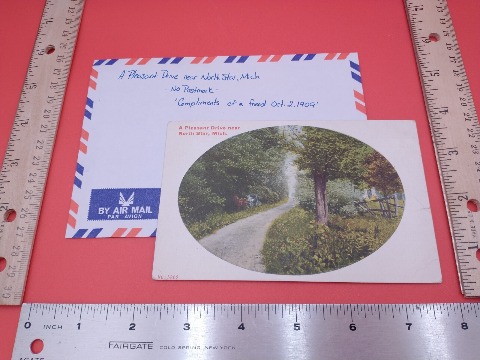 Vtg 1909 'A Pleasant Drive Near North Star, MI 'Compliments' RPPC Postcard #1484