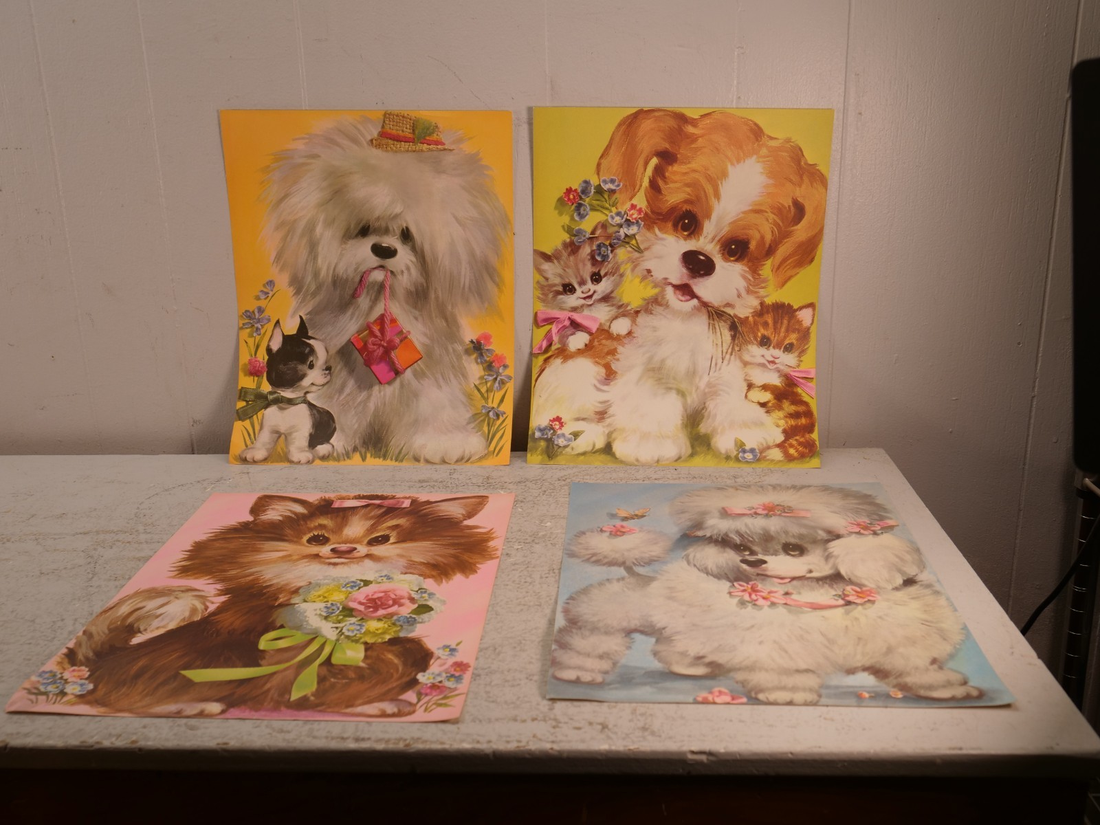 Vintage PRECIOUS PETS by Coby Poster Prints 1970s Set Of 4 Cats Dogs