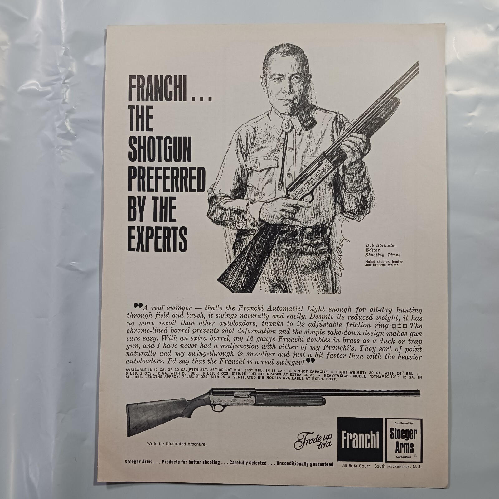 1967 VINTAGE FRANCHI PRINT AD FULL PAGE