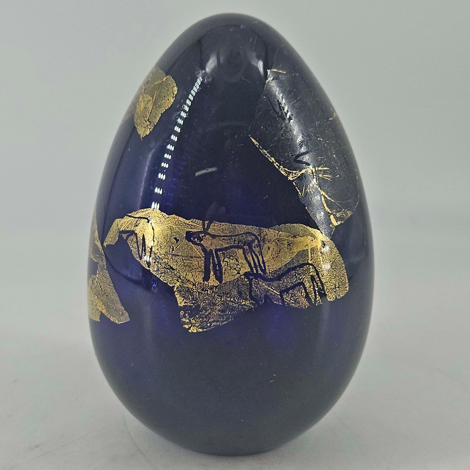 Martha Henry Signed Studio Art Glass Paperweight Cave Painting series