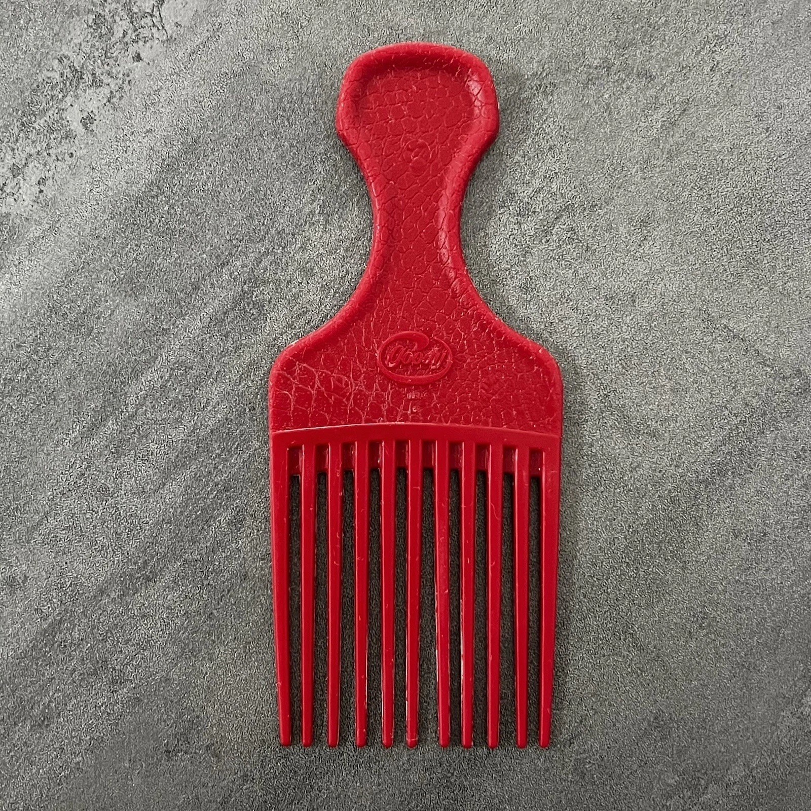 Vintage Goody Hair Pick Pic Plastic Red Crocodile Textured 6.5 Inches USA