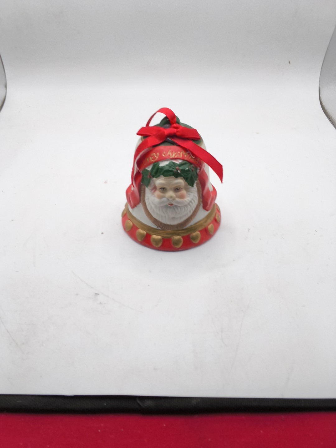 VINTAGE Santa Claus Porcelain CHRISTMAS BELL ORNAMENT VINTAGE Santa Claus Porcelain CHRISTMAS BELL ORNAMENT