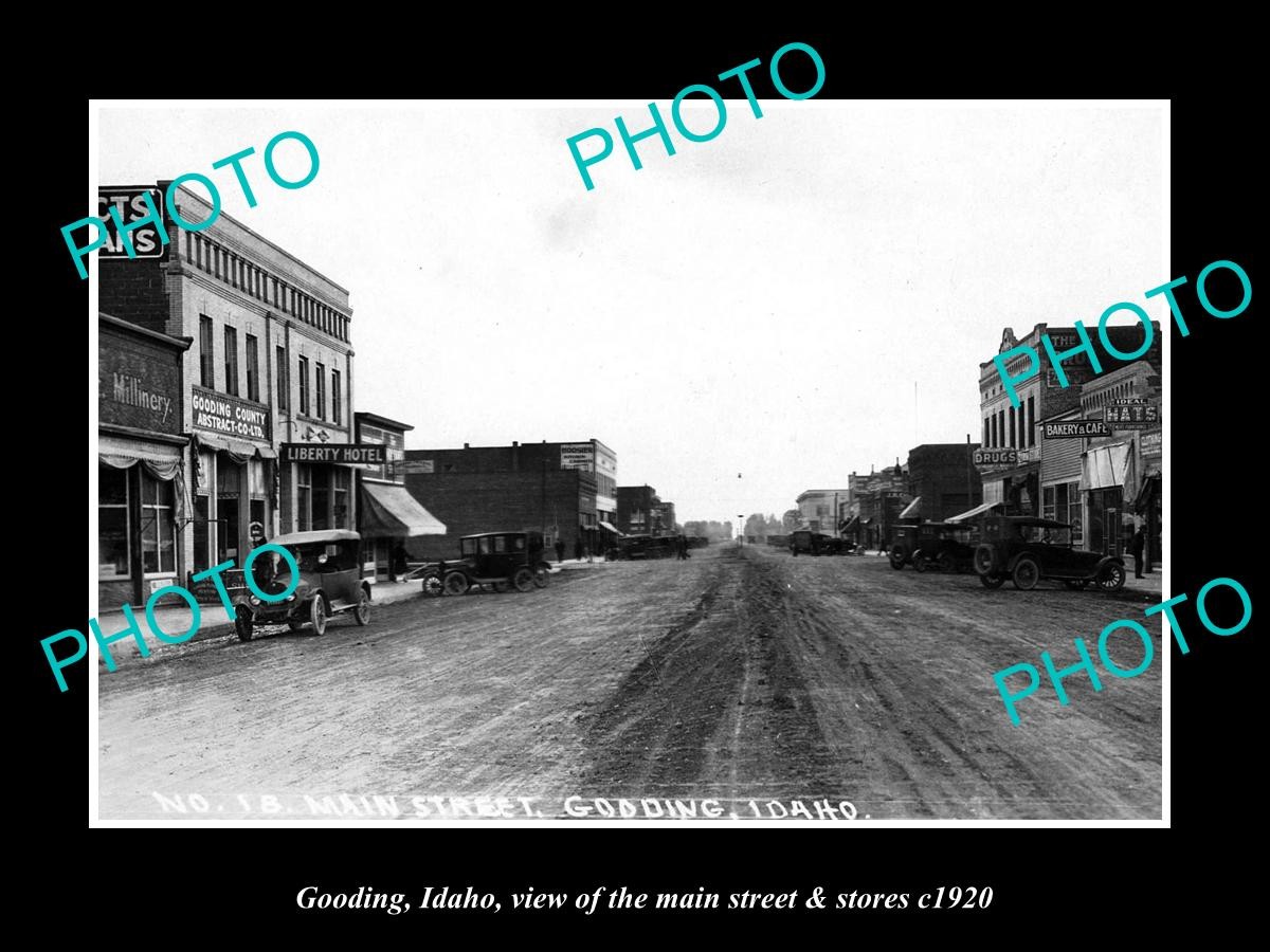 Gooding Idaho The Main Street & Stores c1920 Old Large Historic Photo