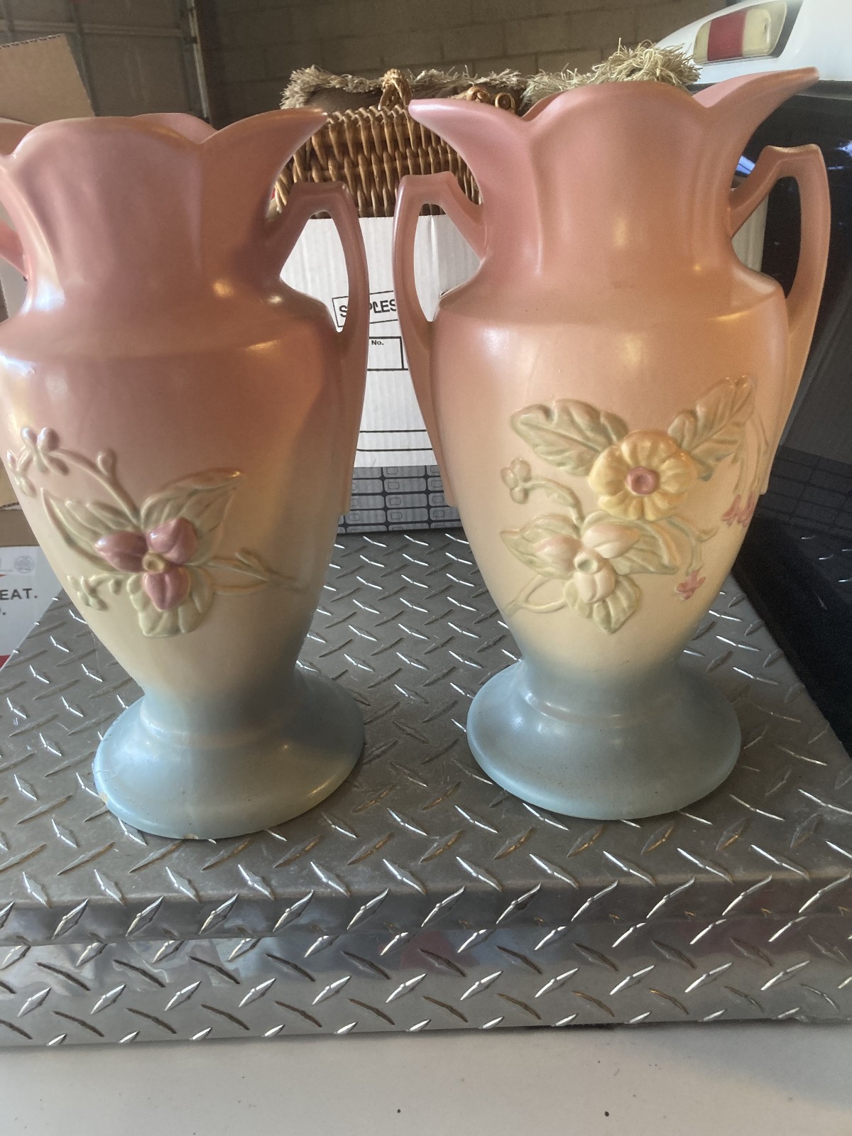 2 Ceramic vase titled wild flower from hull pottery