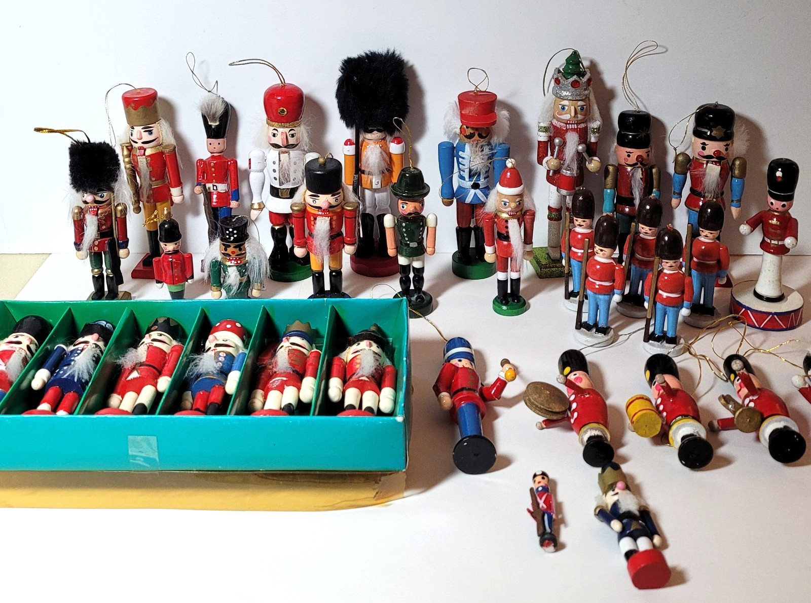 Vintage Wooden Nutcracker & Soldier Christmas Ornament Size Variety Lot of 33