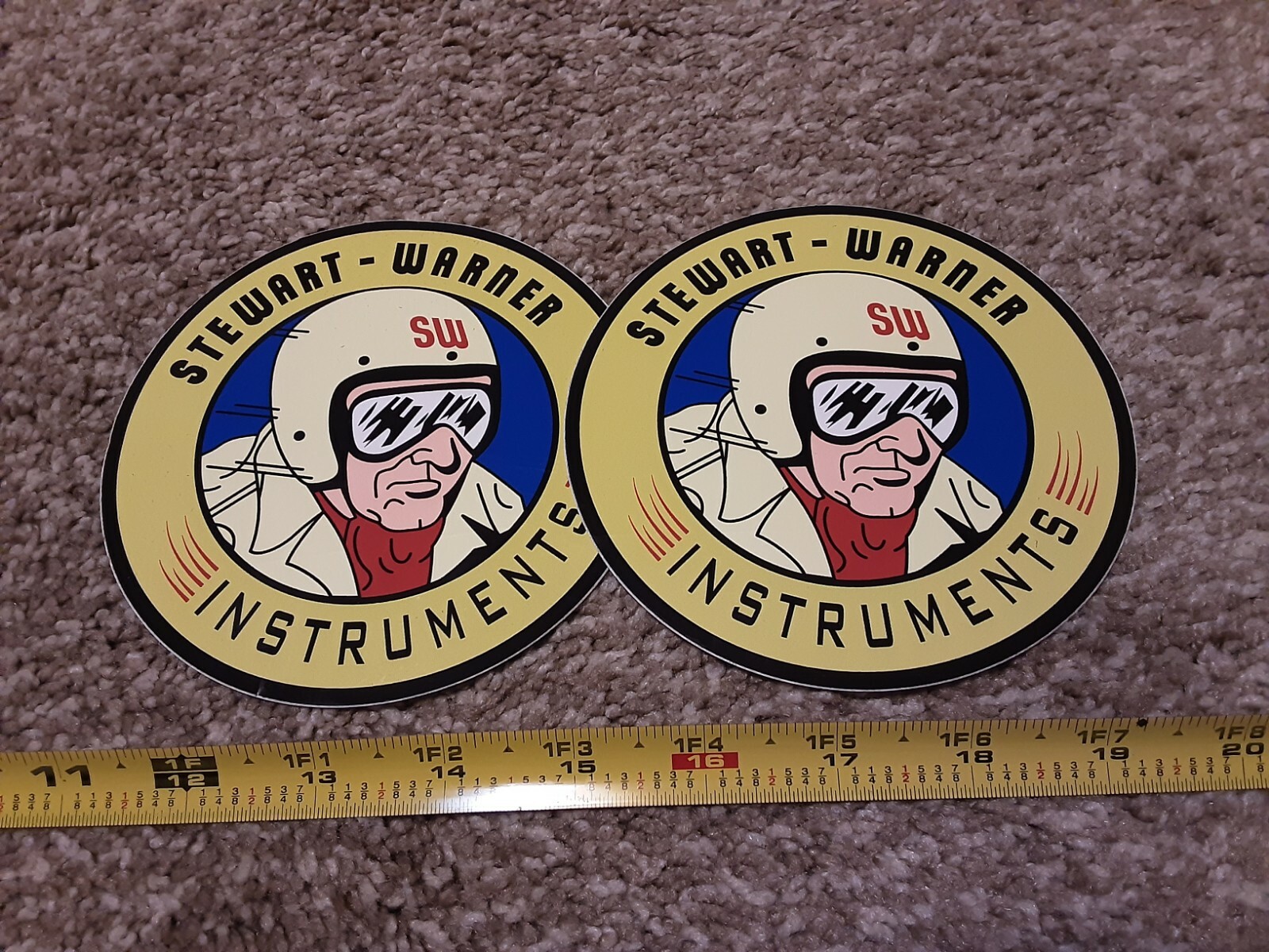 Lot of 2 Vintage Stewart Warner Gauges Racing Decals Stickers NHRA Hot Rod Rat 