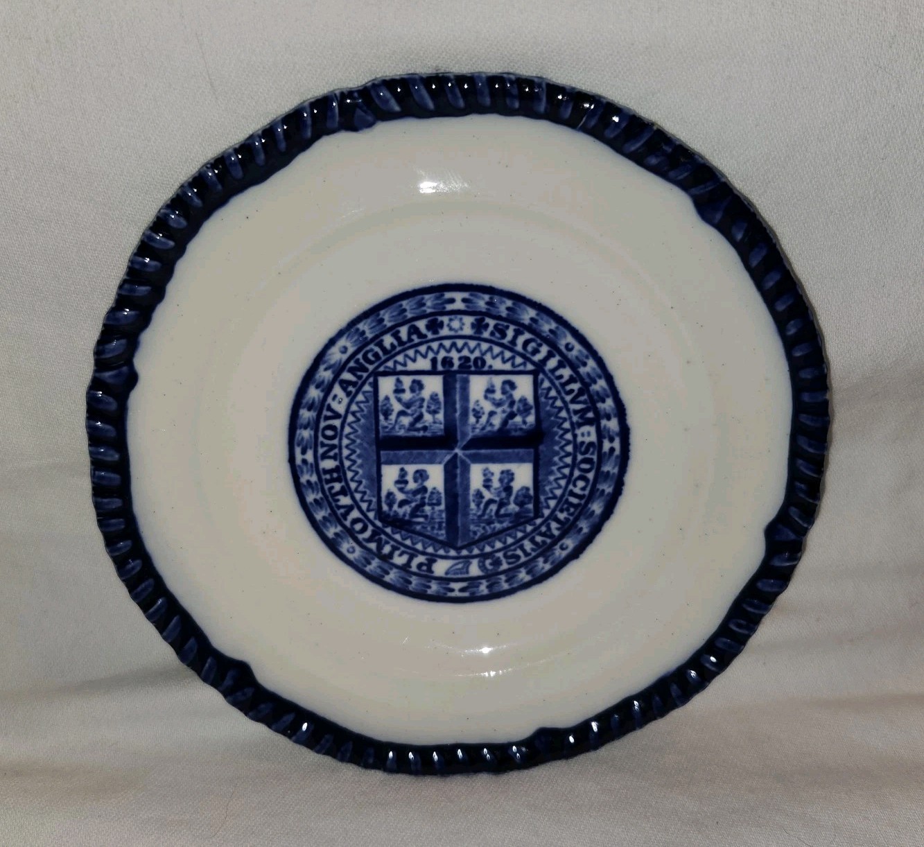 Burbank Pilgrim Book Store Plymouth, Mass W.T. Copeland Sons Antique Spode Plate