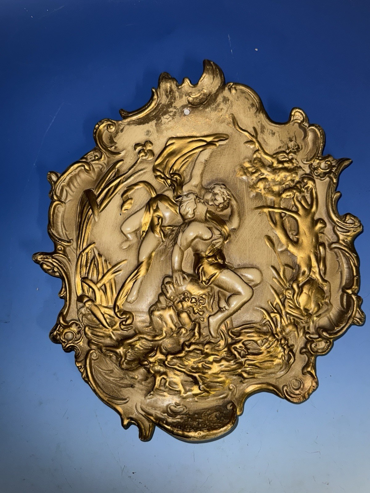 Convex Art Nouveau Neoclassical Wall Plaque “The kiss” 13 Inches