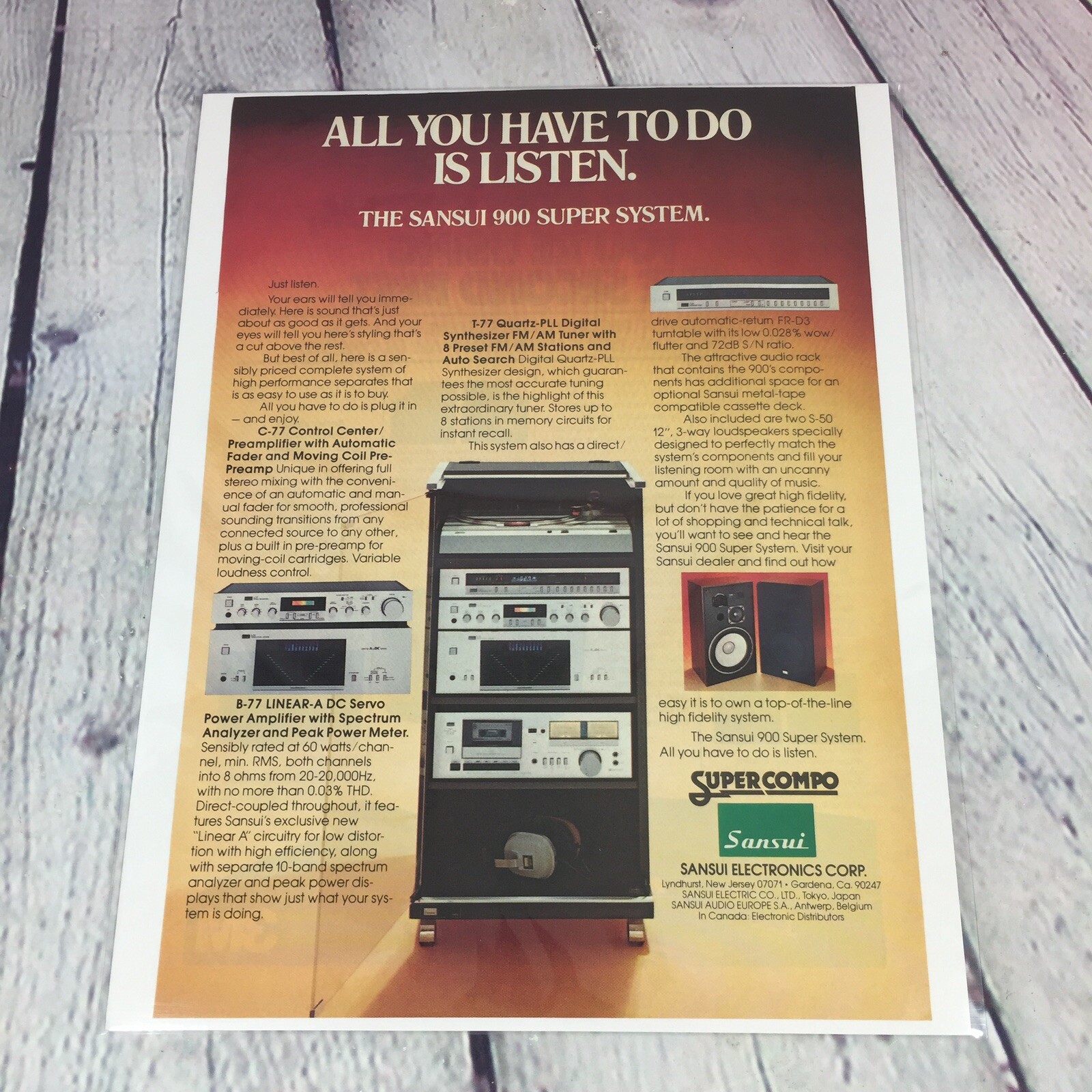 1981 Sansui 900 Super System Stereo Vtg Print Ad/Poster Promo Art Magazine Page
