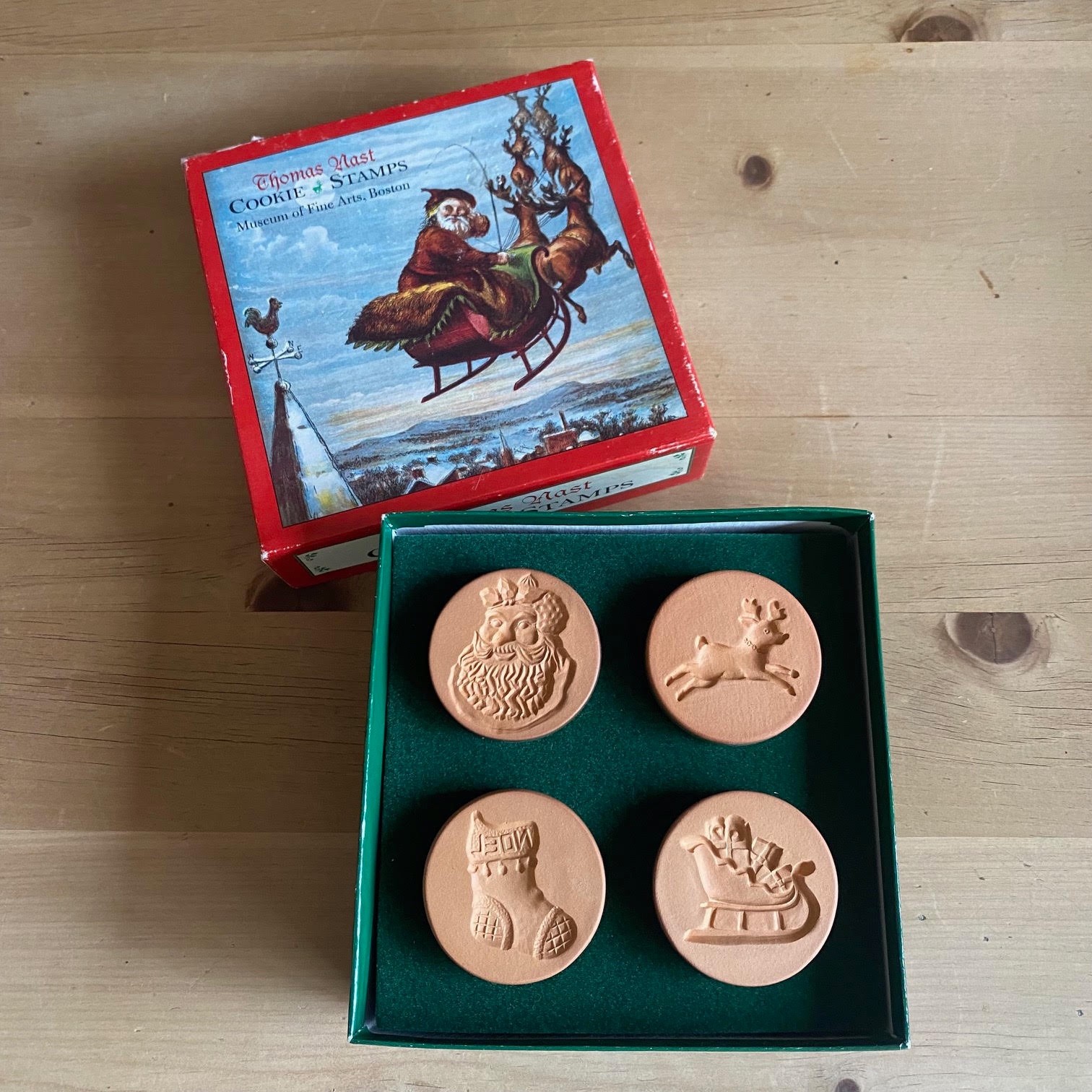 Vintage Rycraft Thomas Nast Christmas Cookie Stamps Porcelain Set of 4 NIB Vintage Rycraft Thomas Nast Christmas Cookie Stamps Porcelain Set of 4 NIB