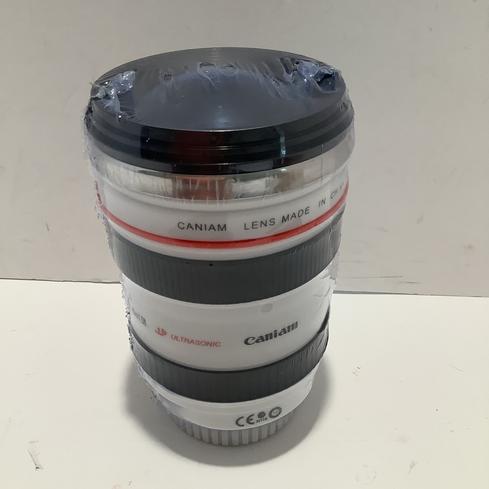 “CANIAM” CAMERA LENS CUP  24-105mm Travel Coffee Mug Cup w/ Lid Novelty, New