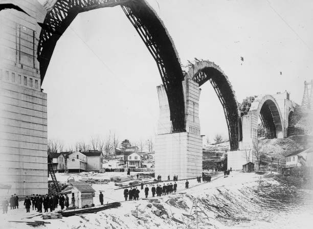 Building of the Tunkhannock Viaduct near Nicholson PA ca 1910-1915 Old Photo