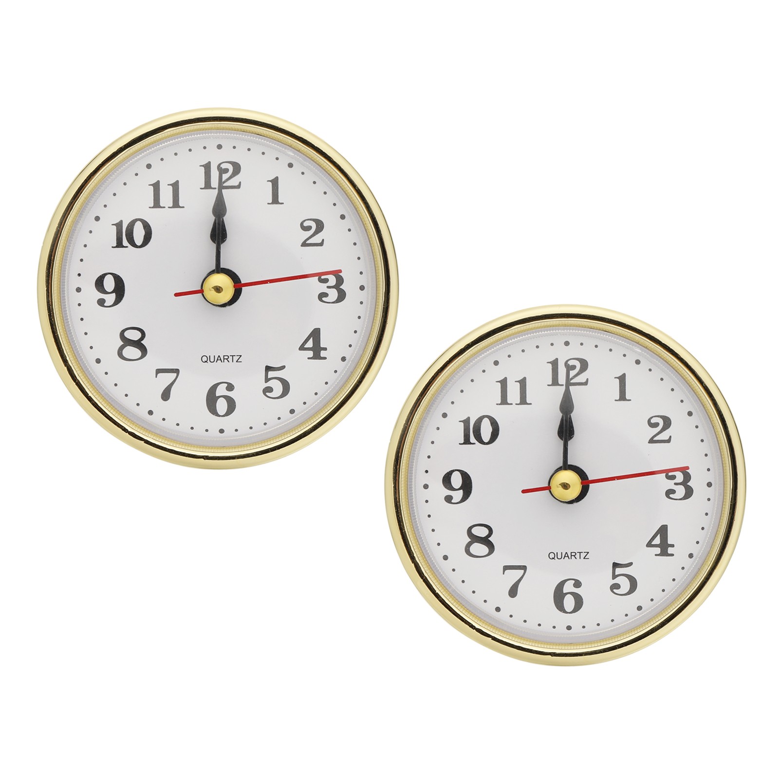 2-1/2 Inch 65mm Quartz Arabic Clock Insert, 2Pcs Fit 55mm/2.17 Inch, Gold Tone