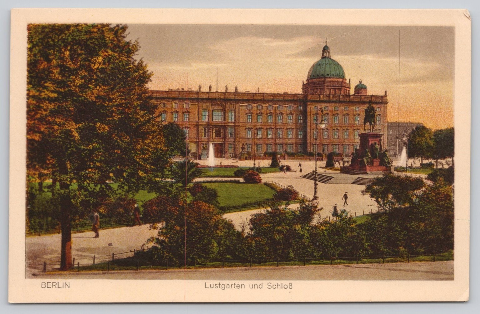 BERLIN Lustgarten & Schloß Palace Chromotint Postcard Germany J.W.B. 1910s