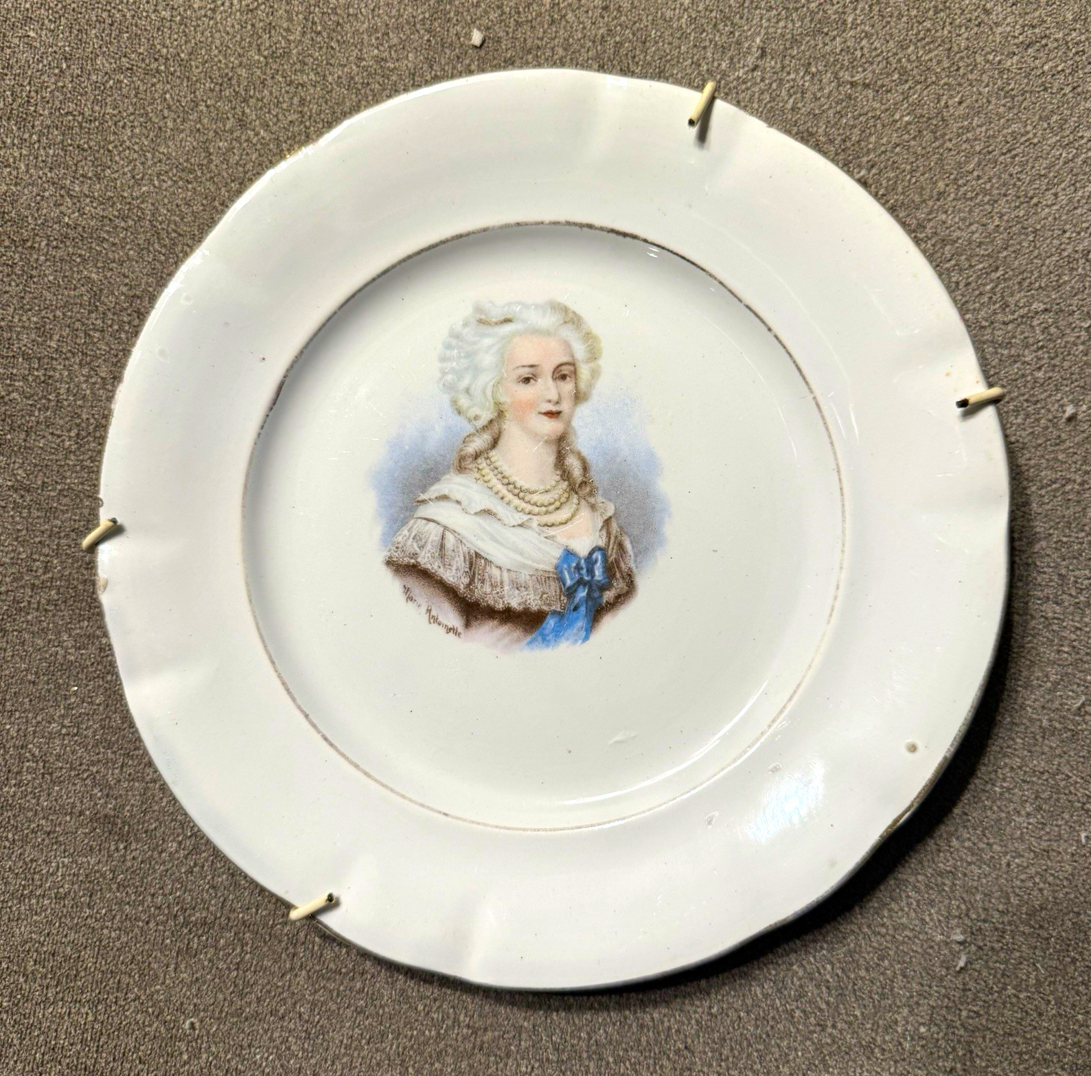 Antique St Amand France Marie Antoinette Portrait Plate French Wall Decor
