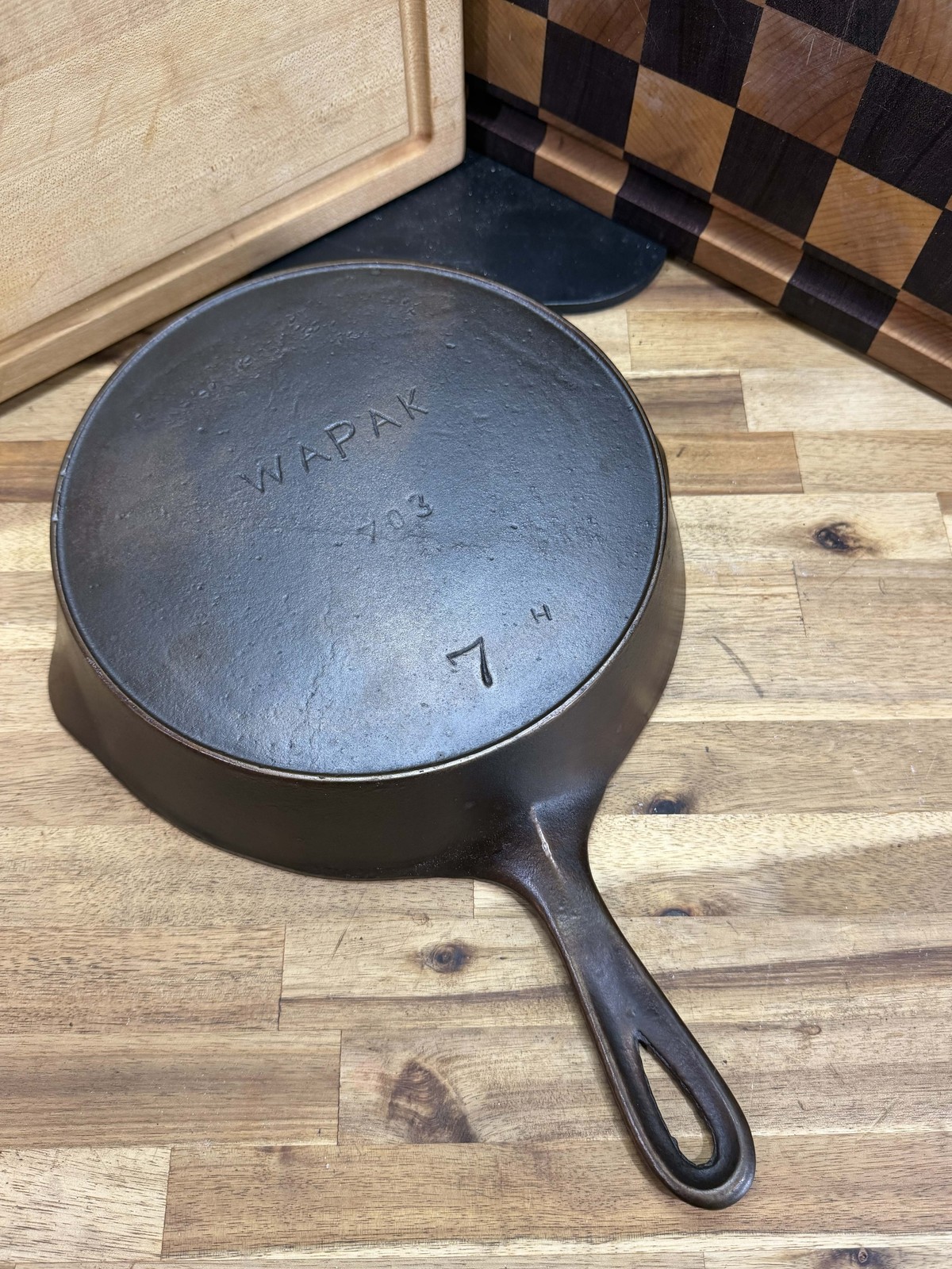 Wapak Block Logo - #7 Cast Iron Skillet