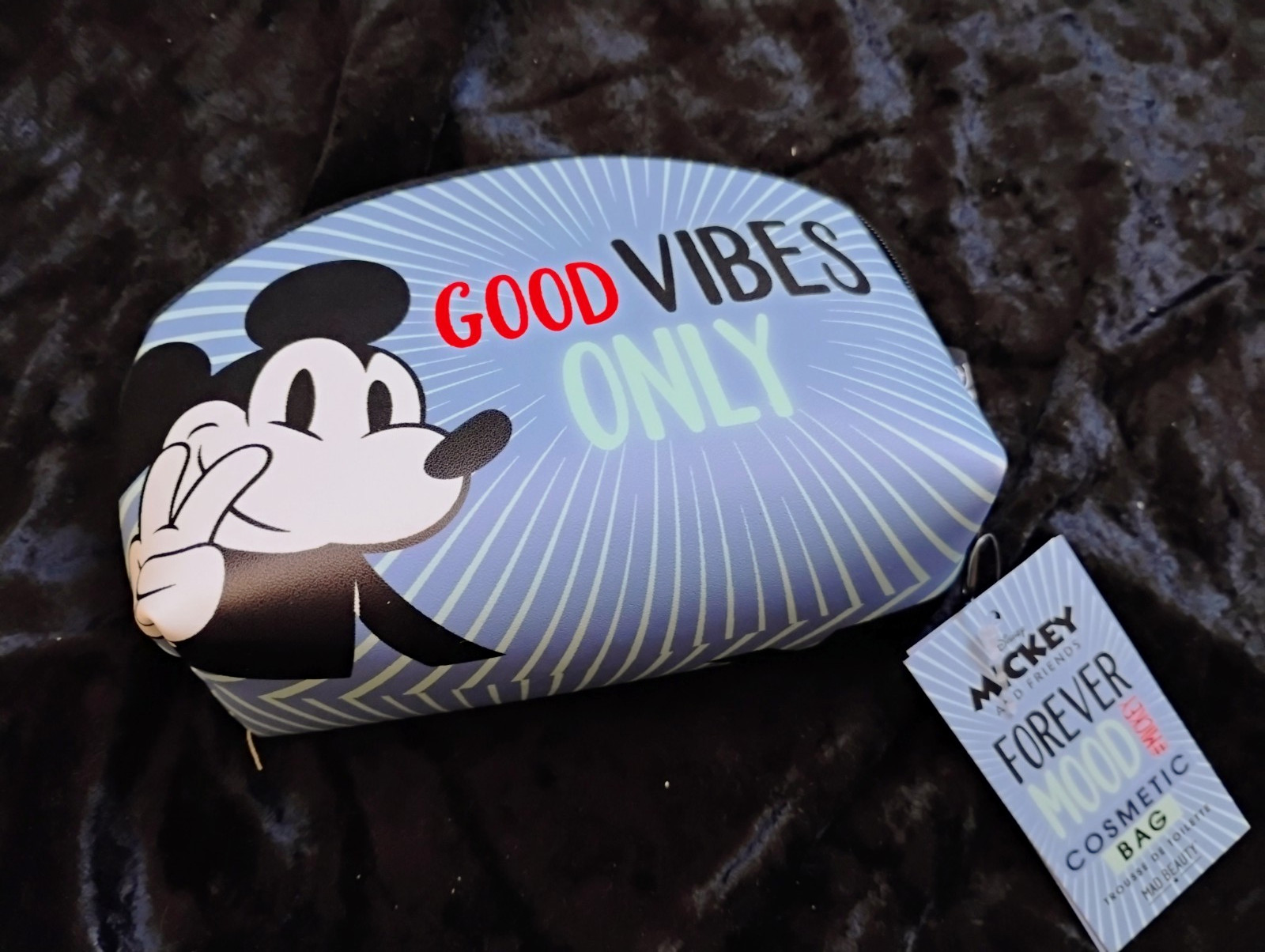 Mad Beauty Disney Mickey Mouse Blue/Black/White Small Zip Cosmetic Bag, NWT