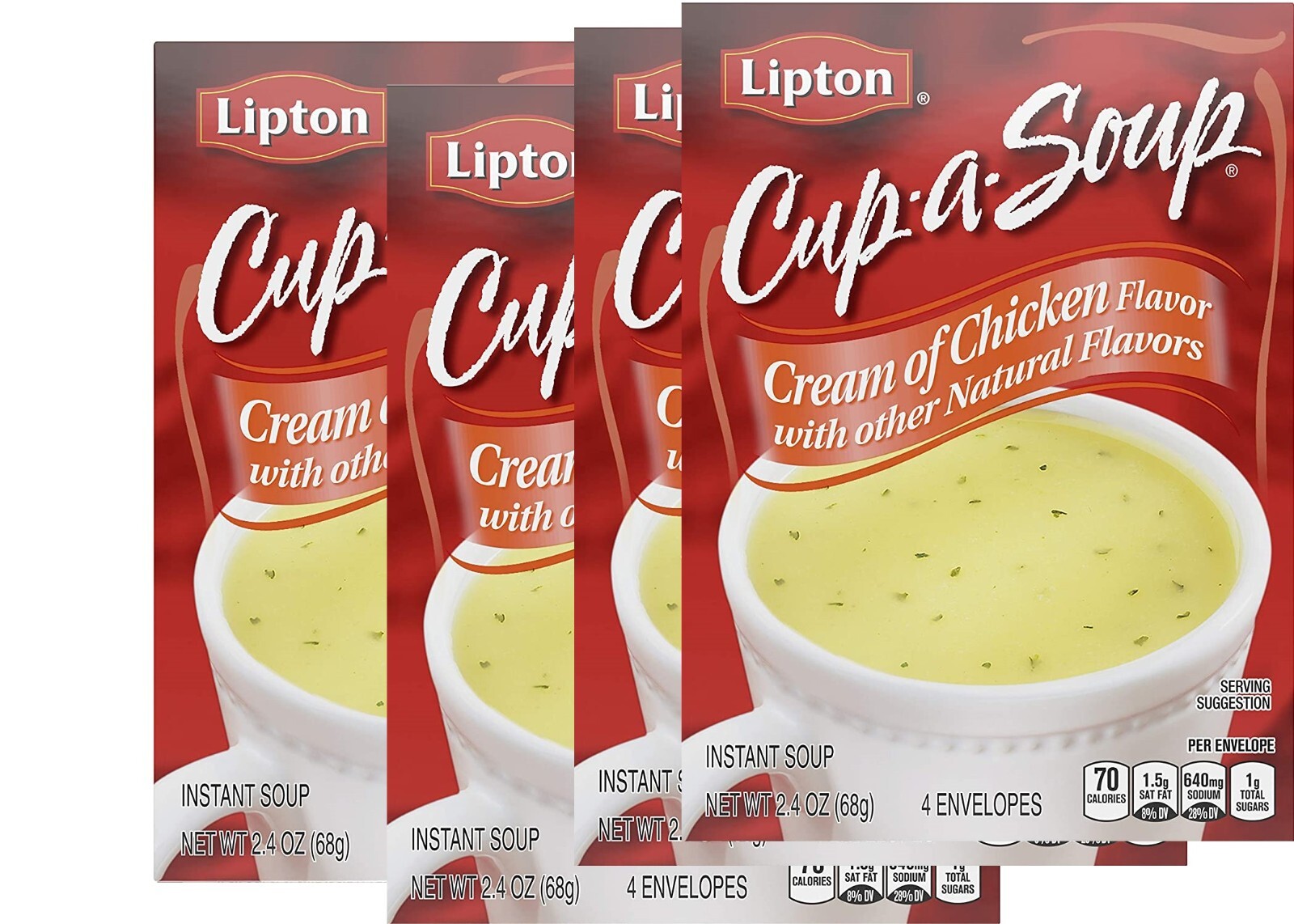 Lipton Cup-a-Soup Instant Soup Cream of Chicken 2.4 Oz 4 Count Pk 4