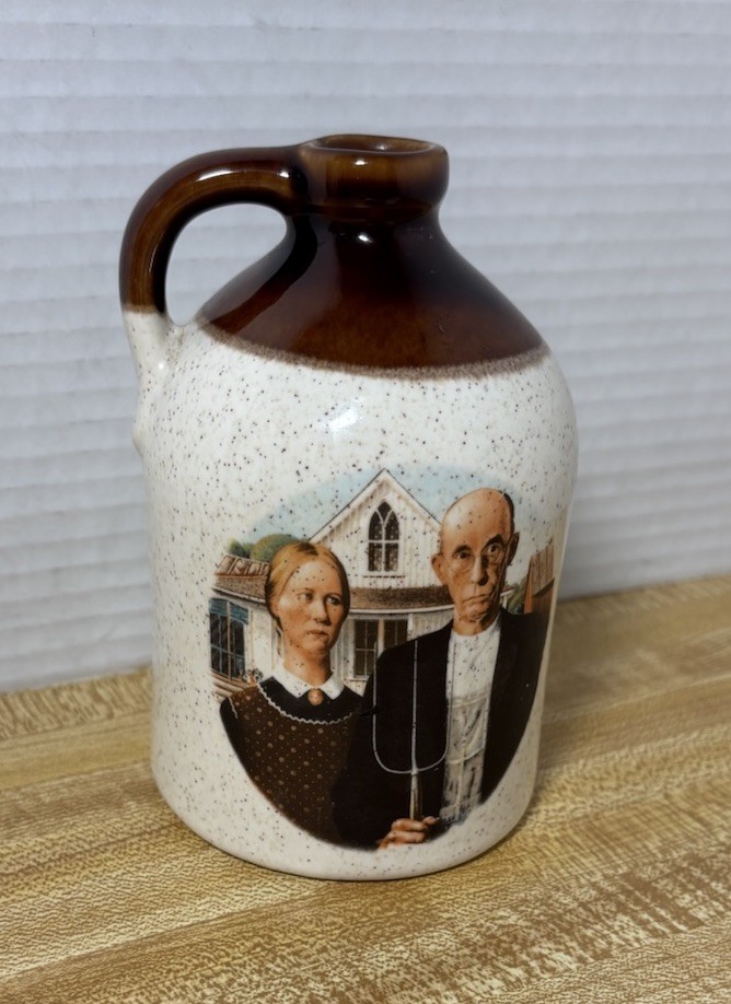 Vintage Glazed Ceramic Jug, American Gothic, 1973 McCoy Pottery 5 inch Tall