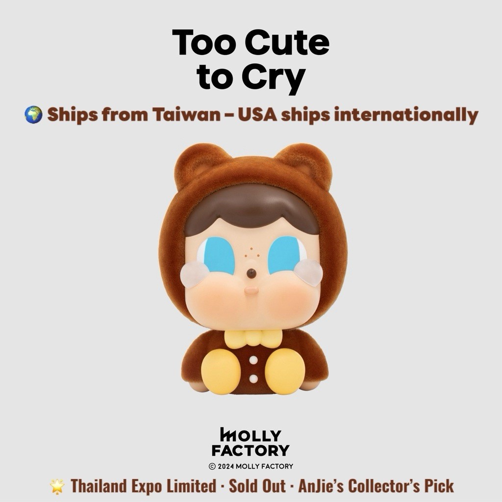 POP MART CRYBABY Too Cute to Cry Bear Velvet Figure Thailand Expo Exclusive