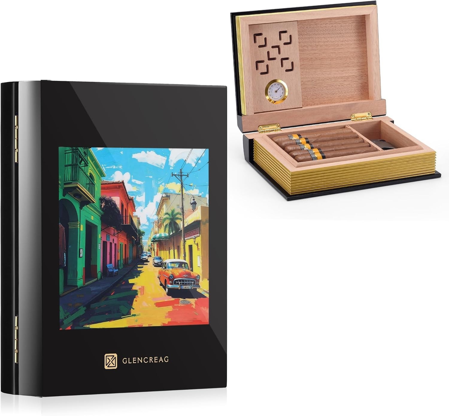 GLENCREAG L26S Book Cigar Humidor 10-12 Cigars Spanish Cedar Box - NIB GLENCREAG L26S Book Cigar Humidor 10-12 Cigars Spanish Cedar Box - NIB