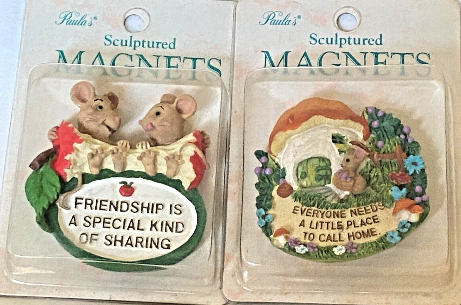 Vtg Paula\'s Sculpted Cute Mose Mice Mushroom Friendship Collectible Magnets~ New Vtg Paula\'s Sculpted Cute Mose Mice Mushroom Friendship Collectible Magnets~ New