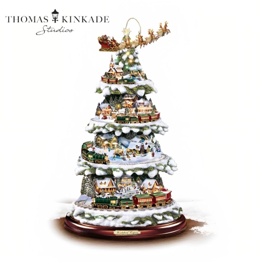 Bradford Thomas Kinkade Wonderland Express Christmas Tree Decor Santa Trains 16