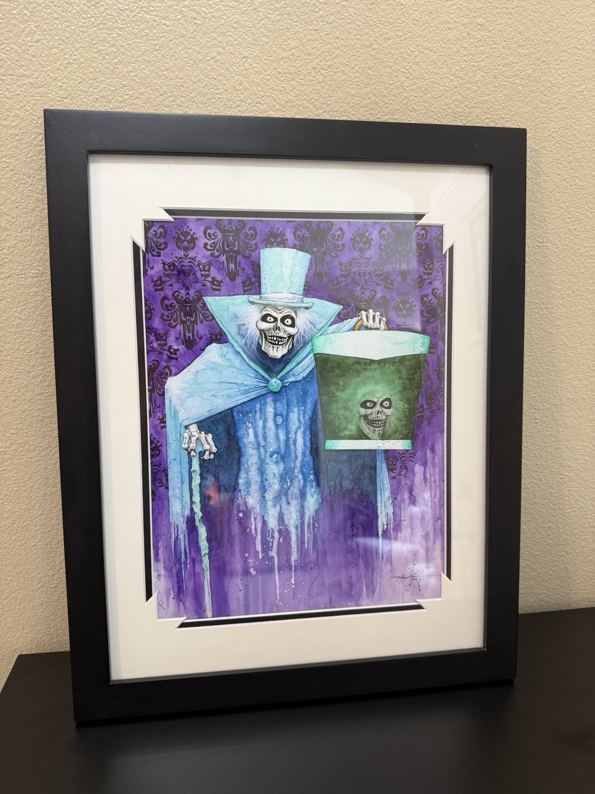 Kevin John Infamous Hatbox Ghost Disney Haunted Mansion Matted Print 21” x 16.5”