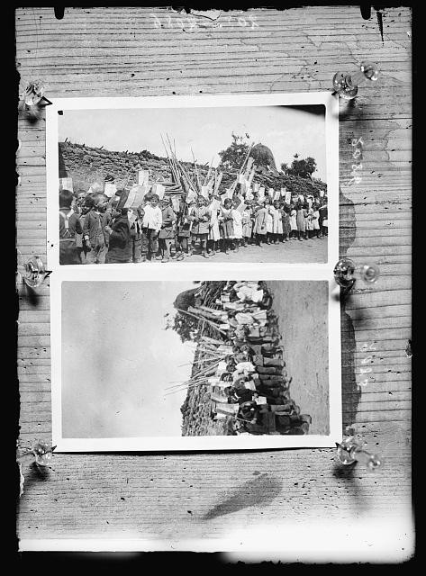 Photo:1910s Crowd with Banners Procession Village Group Photo Prints