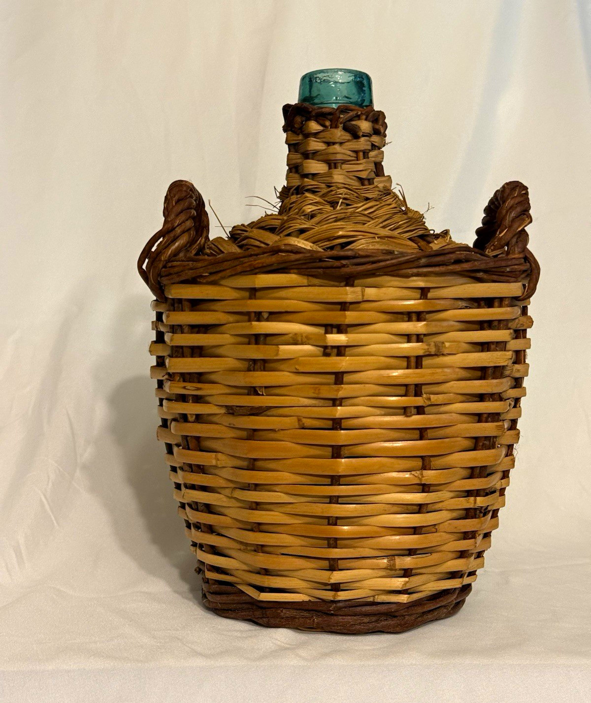Vintage Wicker Demijohn Jug with Handles