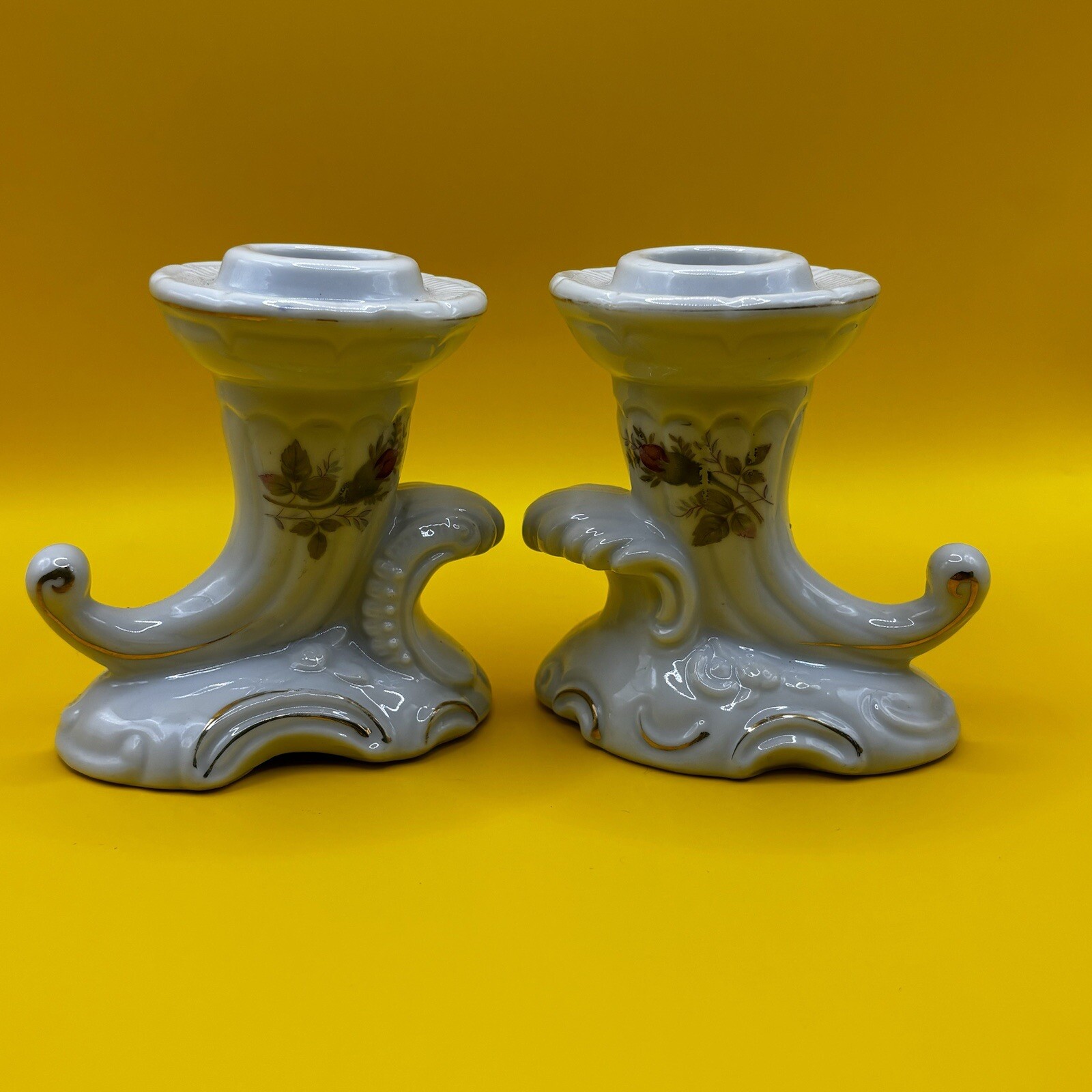 VTG PAIR OF PORCELAIN CANDLESTICKS CANDLE HOLDERS \