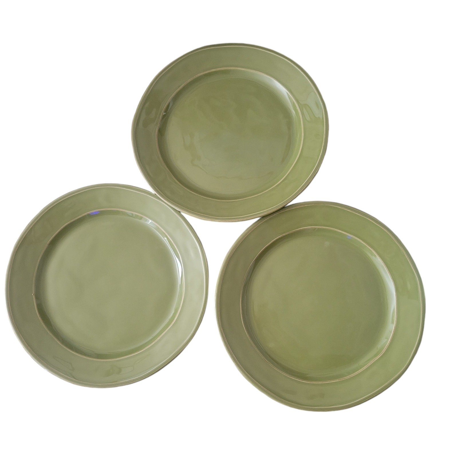 Euro Ceramic Portugal SAFARI Green Stoneware Dinner Plates Artisan Boho Set 3