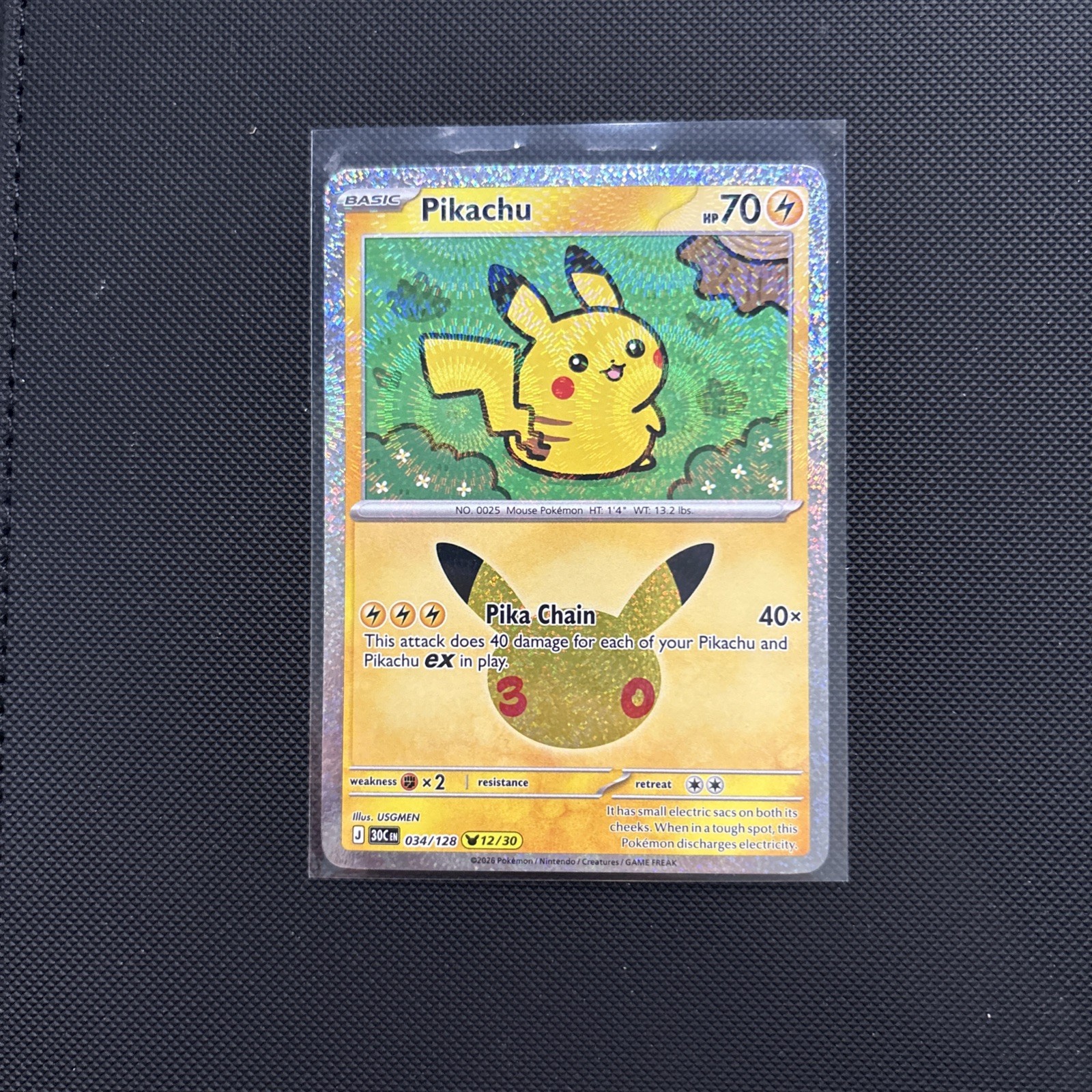 Pikachu 034/128 (12/30) - Holo Pokémon 30th Anniversary Celebration Collection